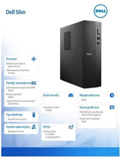 Komputer Dell Slim ECS1250 Win11Pro i7-14700/16GB/512GB SSD/Intel UHD 770/WLAN + BT/Kb/Mouse/3YPS - Zestawy komputerowe - miniaturka - grafika 1