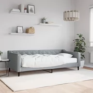 Sofy i kanapy - vidaXL Sofa z materacem do spania, jasnoszara, 90x200 cm, tkanina - miniaturka - grafika 1