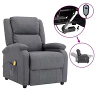 Fotele - vidaXL Lumarko Rozkładany masujący fotel elektryczny, ciemnoszary, tkanina 3073732 - miniaturka - grafika 1