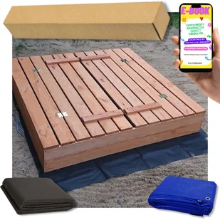 SOLIDNA Duża Piaskownica Impregnowana Zamykana Drewniana 120 cm PREMIUM PREZENT DLA DZIECKA + EBOOK - Place zabaw - miniaturka - grafika 1