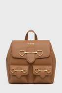 Plecaki - Love Moschino plecak damski kolor brązowy mały z aplikacją - miniaturka - grafika 1