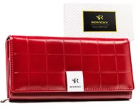 Portfele - Pojemny damski portfel skórzany czerwony Rovicky - miniaturka - grafika 1