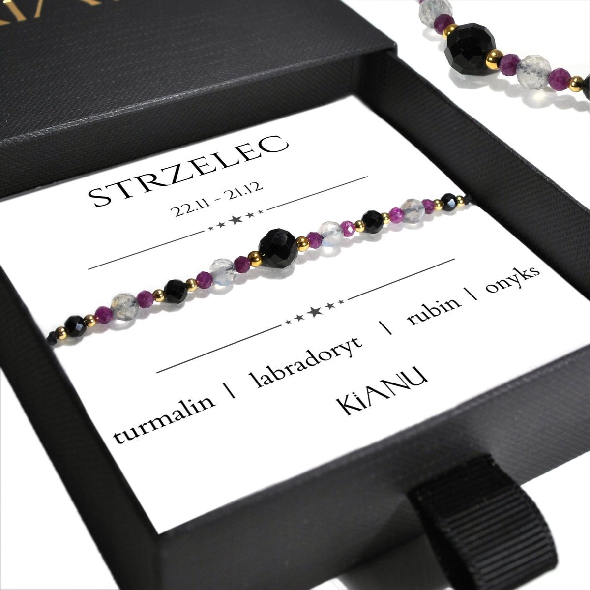 Bransoletka KiANU - STRZELEC Znak Zodiaku Kamienie Prezent na Urodziny