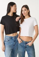 Koszulki i topy damskie - Stradivarius Komplet 2 krótkich koszulek z krótkim rękawem Czarny XS - miniaturka - grafika 1