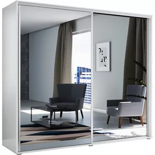 Szafa Przesuwna 230 z Lustrem A1 Skąpski Meble Biały, Craft Złoty, 245 cm - Szafy - miniaturka - grafika 1