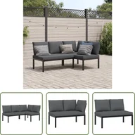 Sofy ogrodowe - The Living Store 2-częściowa sofa ogrodowa z poduszkami czarna aluminium - miniaturka - grafika 1