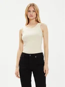 Koszulki i topy damskie - Calvin Klein Top K20K207190 Beżowy Slim Fit - miniaturka - grafika 1