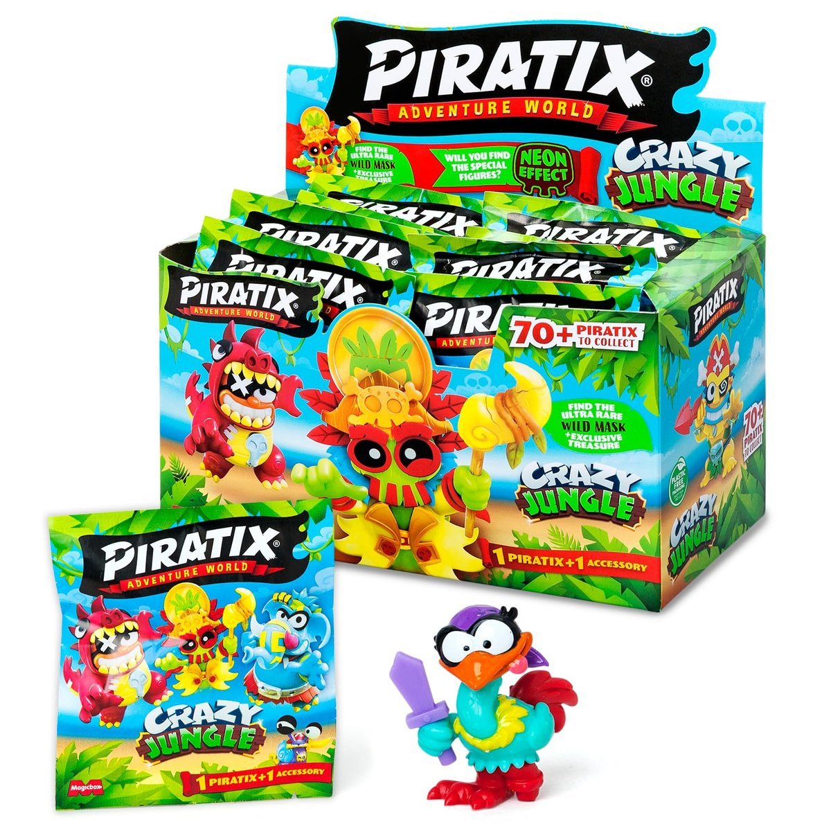 PIRATIX ADVENTURE WORLD Seria Crazy Jungle - pudełko zawierające 24 torebki z figurkami Piratixów z serii Crazy Jungle Każda torebka zawiera 1 figur..