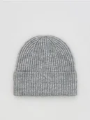 Czapki damskie - Reserved - Prążkowana czapka beanie - jasnoszary - miniaturka - grafika 1