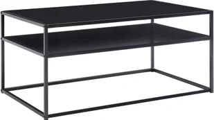 Stolik kawowy WOHNLING 100x60x45 cm metalowy stolik do salonu industrialny czarny, stolik rozkładany stalowy z miejscem do przechowywania, stolik do salonu z półką, stolik kawowy boczny kanciasty - Ławy i stoliki kawowe - miniaturka - grafika 1