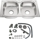 Zlewozmywaki - Mucola dwukomorowy zlewozmywak kuchenny zlewozmywak ze stali nierdzewnej wbudowany zlewozmywak ze stali nierdzewnej - wbudowany zlewozmywak 81CM - miniaturka - grafika 1