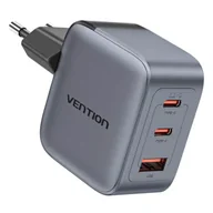 Ładowarki do telefonów - Ładowarka GaN Vention USB-C+C+A 70W Szara - miniaturka - grafika 1