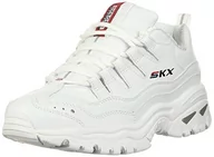 Sneakersy damskie - Skechers Energy Timeless Vision, damskie sneakersy z niskim stanem, 4 UK (37 UE), White White Leather Red Navy Trim Wml - 38 EU - miniaturka - grafika 1