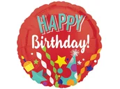 Urodziny dziecka - Balon foliowy Happy Birthday - 43 cm - 1 szt. - miniaturka - grafika 1