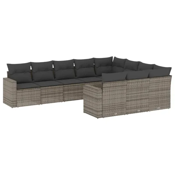 Zestaw wypoczynkowy rattan PE, szary, 62x62x69 cm, 20 poduszek