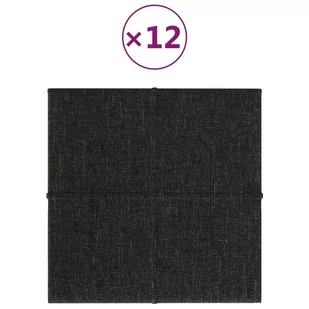Panele ścienne, 12 szt., czarne, 30x30 cm, tkanina, 1,08 m² - Panele ścienne i boazeria - miniaturka - grafika 3