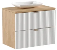 Szafki łazienkowe - Ryflowana szafka łazienkowa pod umywalkę biały + orzech F6-N31 - miniaturka - grafika 1