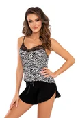 Piżamy damskie - Piżama Zebra Top 1/2 Black - miniaturka - grafika 1