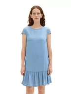 Sukienki - TOM TAILOR Damska sukienka dżinsowa z falbanką, 10281 – Mid Stone Wash Denim, 36 - miniaturka - grafika 1