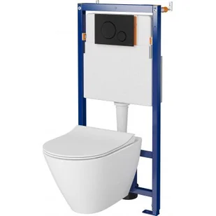 Cersanit Tech Line Opti Set B635 Zestaw Toaleta WC bez kołnierza + deska wolnoopadająca + stelaż podtynkowy WC + przycisk spłukujący WC S701-662 - Stelaże i zestawy podtynkowe do WC - miniaturka - grafika 2