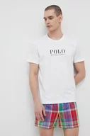 Piżamy męskie - Polo Ralph Lauren t-shirt piżamowy bawełniany kolor biały z nadrukiem - miniaturka - grafika 1