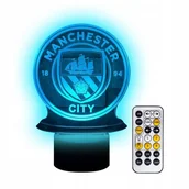 Wyposażenie pokoiku dziecięcego - Lampka nocna 3D LED Piłka Nożna MANCHESTER CITY kabel USB + PILOT - miniaturka - grafika 1