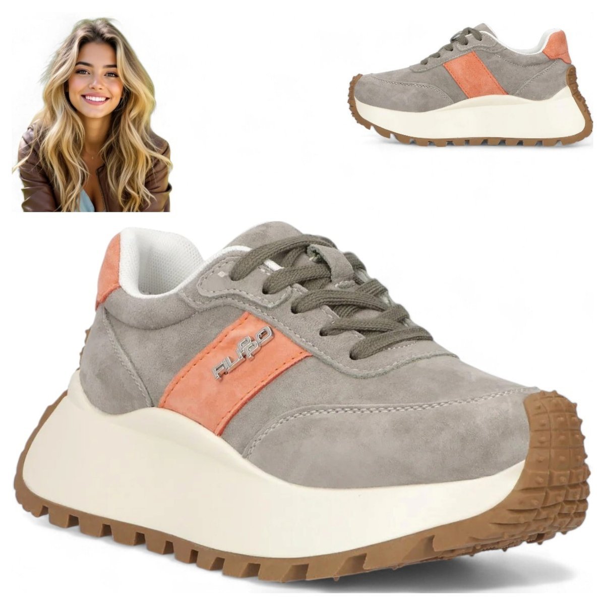 Sneakersy Damskie SKÓRZANE FILIPPO Wygodne Wiosenne Półbuty Sznurowane 39