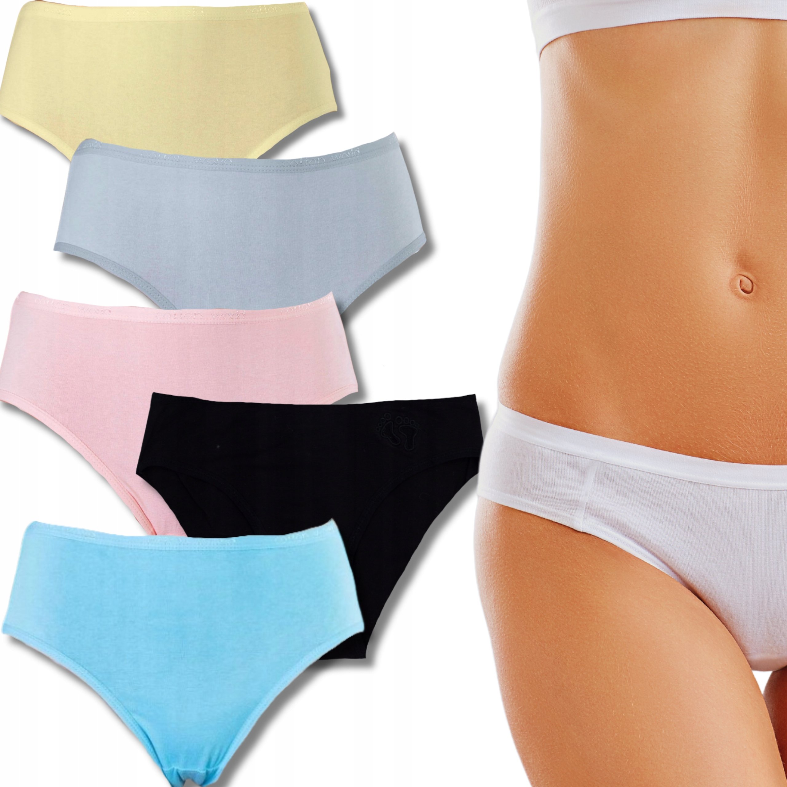 Majtki damskie bielizna damska 5 szt bawełna Cotton World rozmiar M