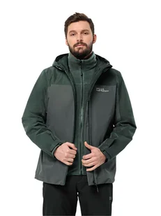 Jack Wolfskin Kurtka funkcyjna 3w1 "Taubenberg" w kolorze zielonym - Kurtki i kamizelki sportowe męskie - miniaturka - grafika 1