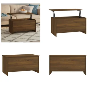 vidaXL Stolik kawowy brązowy dąb 102x55,5x52,5 cm materiał drewnopochodny - Stolik kawowy - Stoliki kawowe - Stolik kawowy z regulacją wysokości - Stolik boczny - Ławy i stoliki kawowe - miniaturka - grafika 1