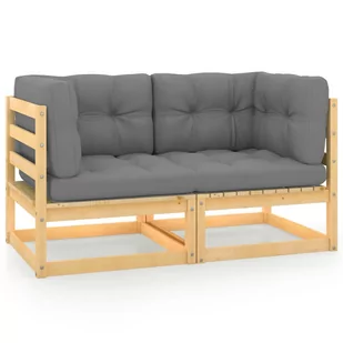 VidaXL 2-osobowa sofa ogrodowa z poduszkami, lite drewno sosnowe 805730 - Sofy ogrodowe - miniaturka - grafika 1