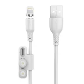 Kable - Kabel magnetyczny 3w1 USB do USB-C / Lightning / Micro USB Foneng X62, 2.4A, 1m (biały) - miniaturka - grafika 1