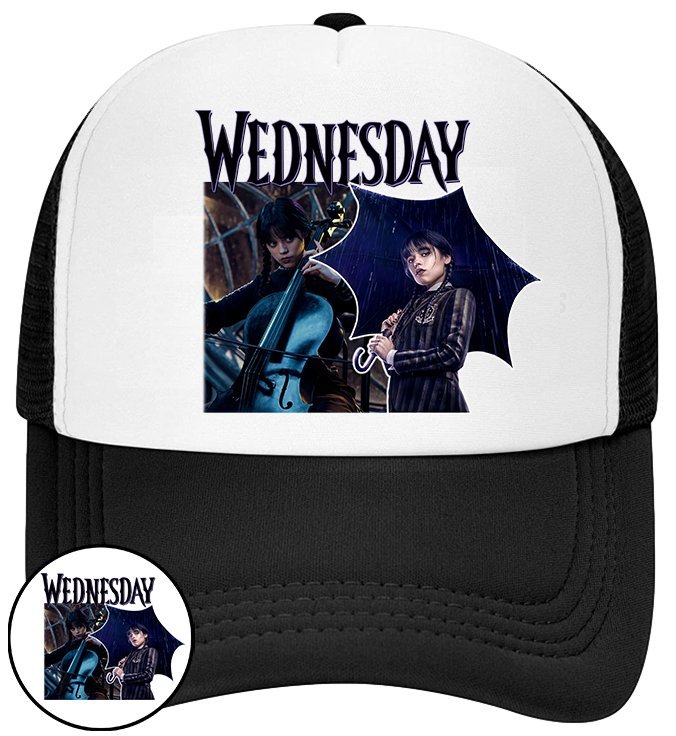 CZAPKA Z DASZKIEM WEDNESDAY DLA DZIECI LATO CZARNA BEJSBOLÓWKA