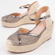 Espadryle damskie - Montevita Wedge Sparto Balenci9 Szary - miniaturka - grafika 1