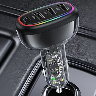 USAMS Ład. sam. 1xUSB-C 3xUSB-A C34 48W 3A+C PD Fast Charge czarny/black CC170CC01 (US-CC170) - Ładowarki samochodowe - miniaturka - grafika 10