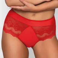 Majtki damskie - Figi Brazyliany z Wysokim Stanem Damskie Dopasowane Seksowne Czerwone XXL - miniaturka - grafika 1
