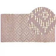 Dywany - Dywan bawełniany 80x150 cm beżowy z różowym GERZE - miniaturka - grafika 1