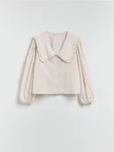 Bluzki damskie - Reserved - Bluzka z ozdobnym kołnierzem - złamana biel - miniaturka - grafika 1