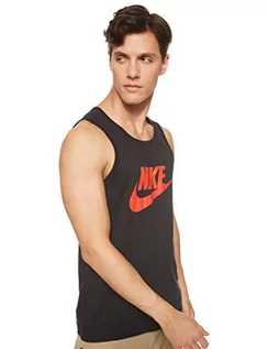 Koszulki sportowe męskie - Nike Męski tank top Sportswear, Black/Habanero Red, M, AR4991-010 - grafika 1