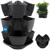 Kwietniki - DONICZKA DONICA KASKADOWA GRAFIT OGRÓD WERTYKALNY STOJĄCA POTRÓJNA KWIETNIK - miniaturka - grafika 1