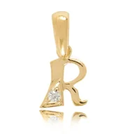 Wisiorki - Zawieszka złota Au 585 Literka R z cyrkonią - miniaturka - grafika 1