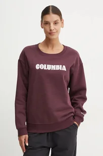 Columbia bluza Meridian Creek Crew damska kolor bordowy z aplikacją 2086051 - Bluzy damskie - miniaturka - grafika 1