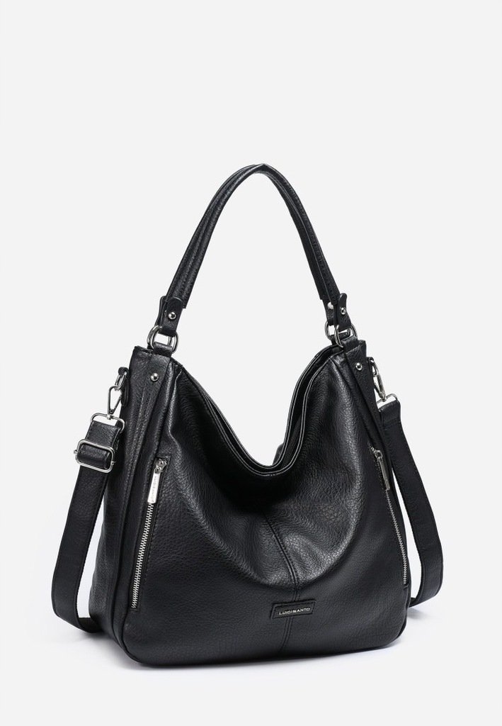 Stylowa Pojemna Torebka Czarna Torba Damska Shopperka LUIGISANTO A4