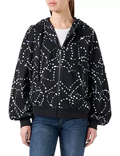 Love Moschino Oversize Fit Zipped Allover with Storm of Hearts Printed. Kurtka damska, BLACK SKY, L - Kurtki damskie - miniaturka - grafika 1