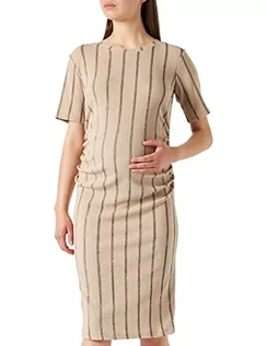 Sukienki - Supermom Damska sukienka z krótkim rękawem w paski, Oxford Tan - P875, 38 PL - grafika 1