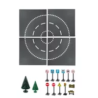 Klocki - Droga Miasto z klocków, znaki drogowe, Płytka konstrukcyjna - 18 el. - miniaturka - grafika 1