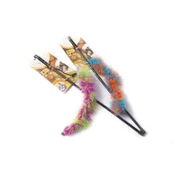 Zabawki dla kotów - Wędka ogonek z piórkami niebiesko, pomarańczowy Dingo - miniaturka - grafika 1