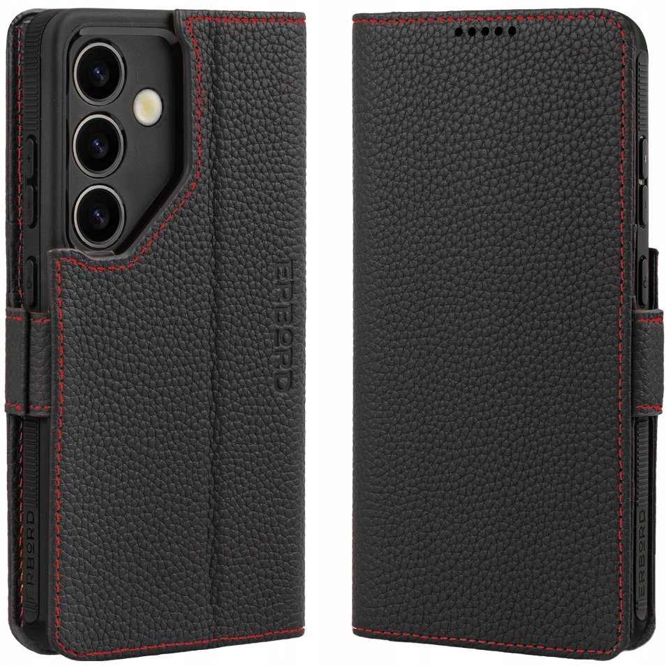 Skórzane Etui Erbord Leather Wallet do Galaxy S24, Portfel, Pokrowiec, Case