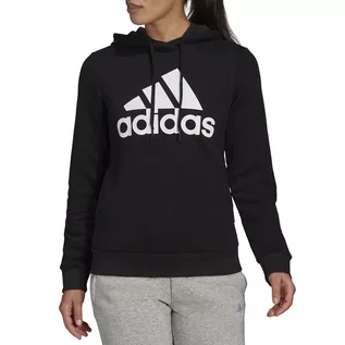 Bluzy sportowe damskie - Bluza adidas Loungewear Essentials Logo Fleece Hoodie GL0653 - czarna - grafika 1