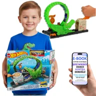 Zabawki konstrukcyjne - HOT WHEELS DLA CHŁOPCA Zestaw Torów City Krokodyl + Auto PREZENT ŚWIĄTECZNY DLA CHŁOPCA SYNA 4 5 6 7 8 Latka + EBOOK-2 - miniaturka - grafika 1